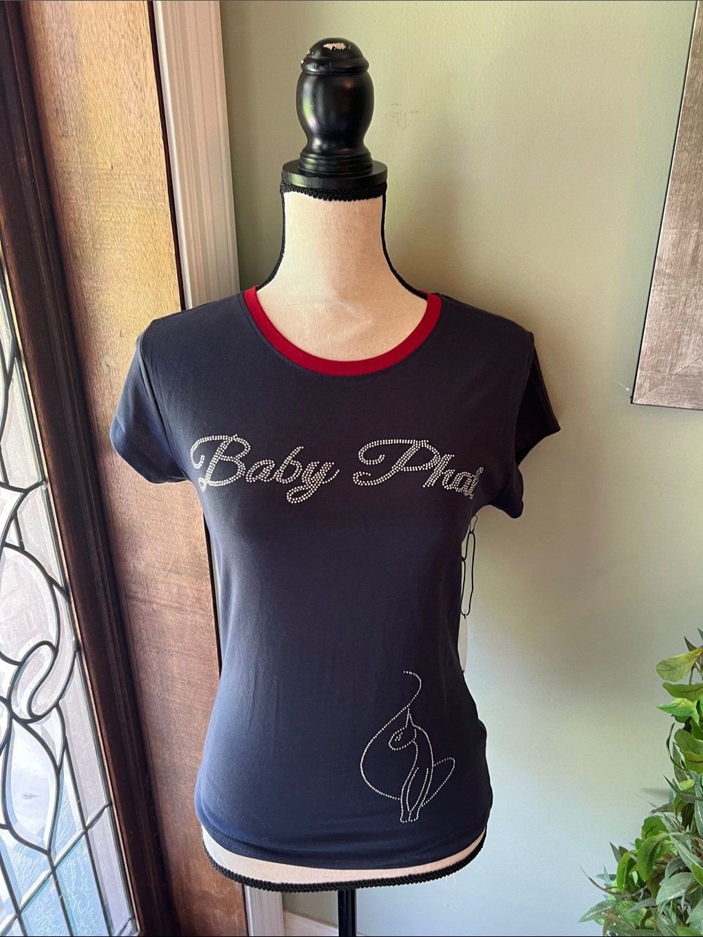 Baby Phat Tee with Red Crewneck and Rhinestone Logo